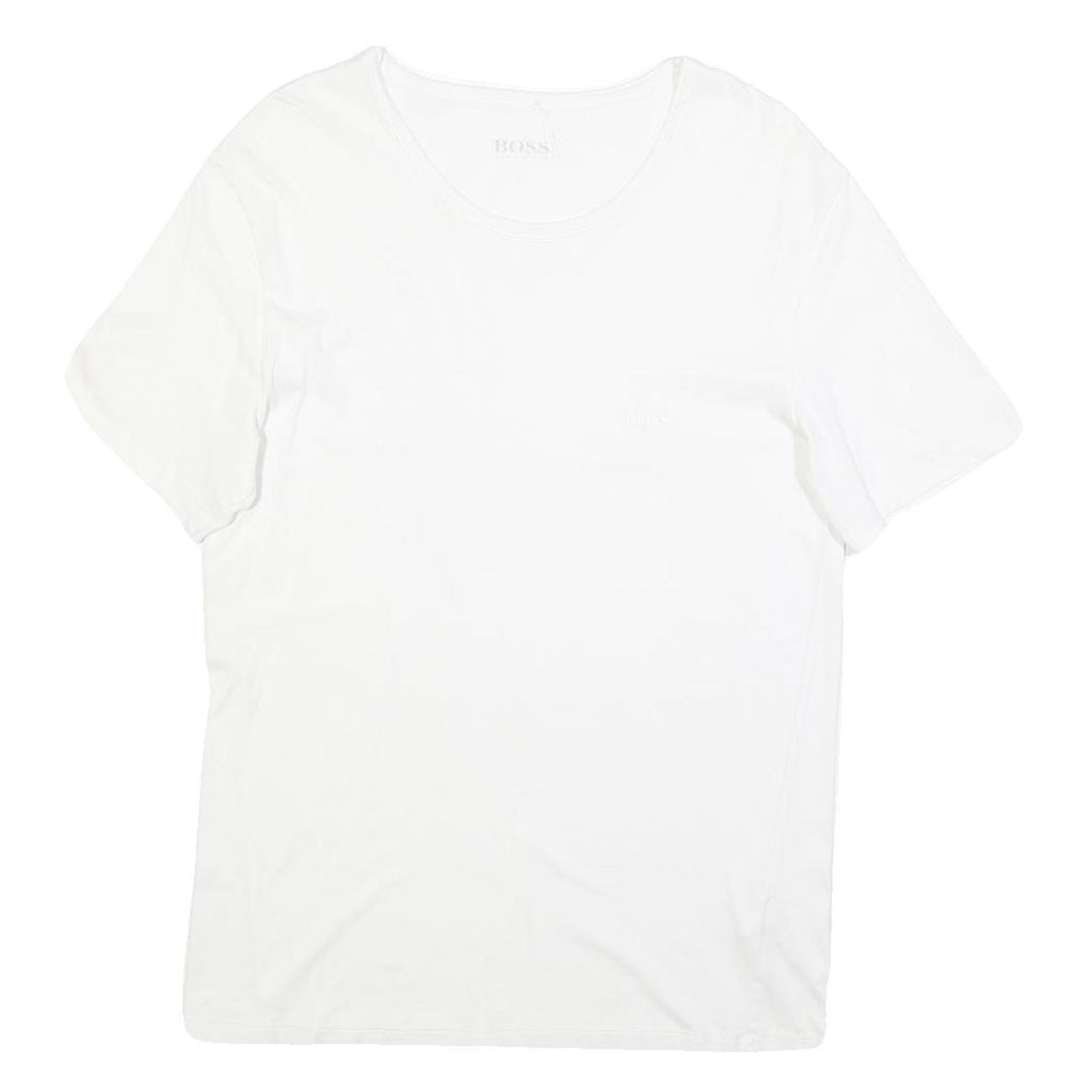 HUGO BOSS Womens White Modern T-Shirt L Short Sleeve Crew Neck Plain Cotton