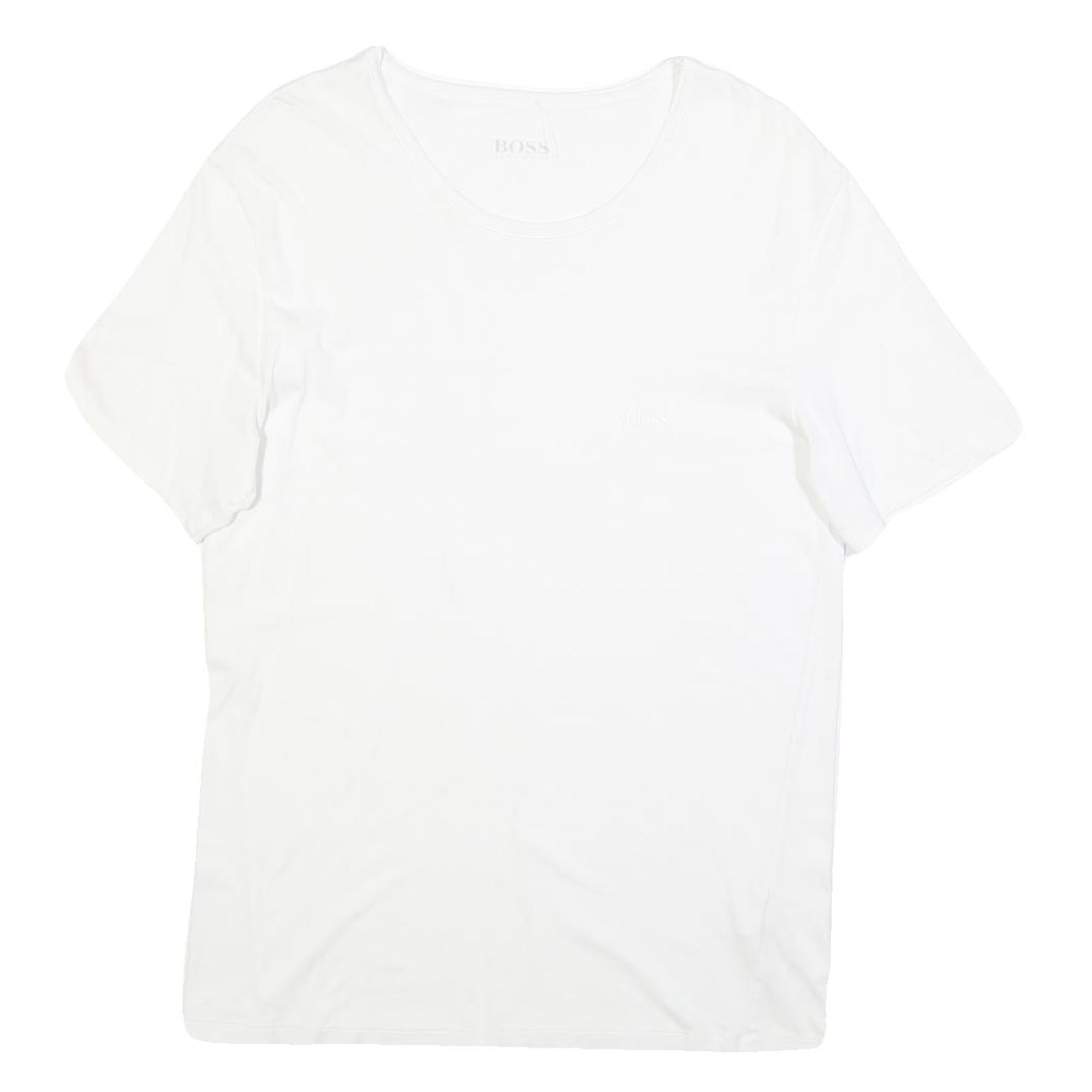HUGO BOSS Womens White Modern T-Shirt L Short Sleeve Crew Neck Plain Cotton