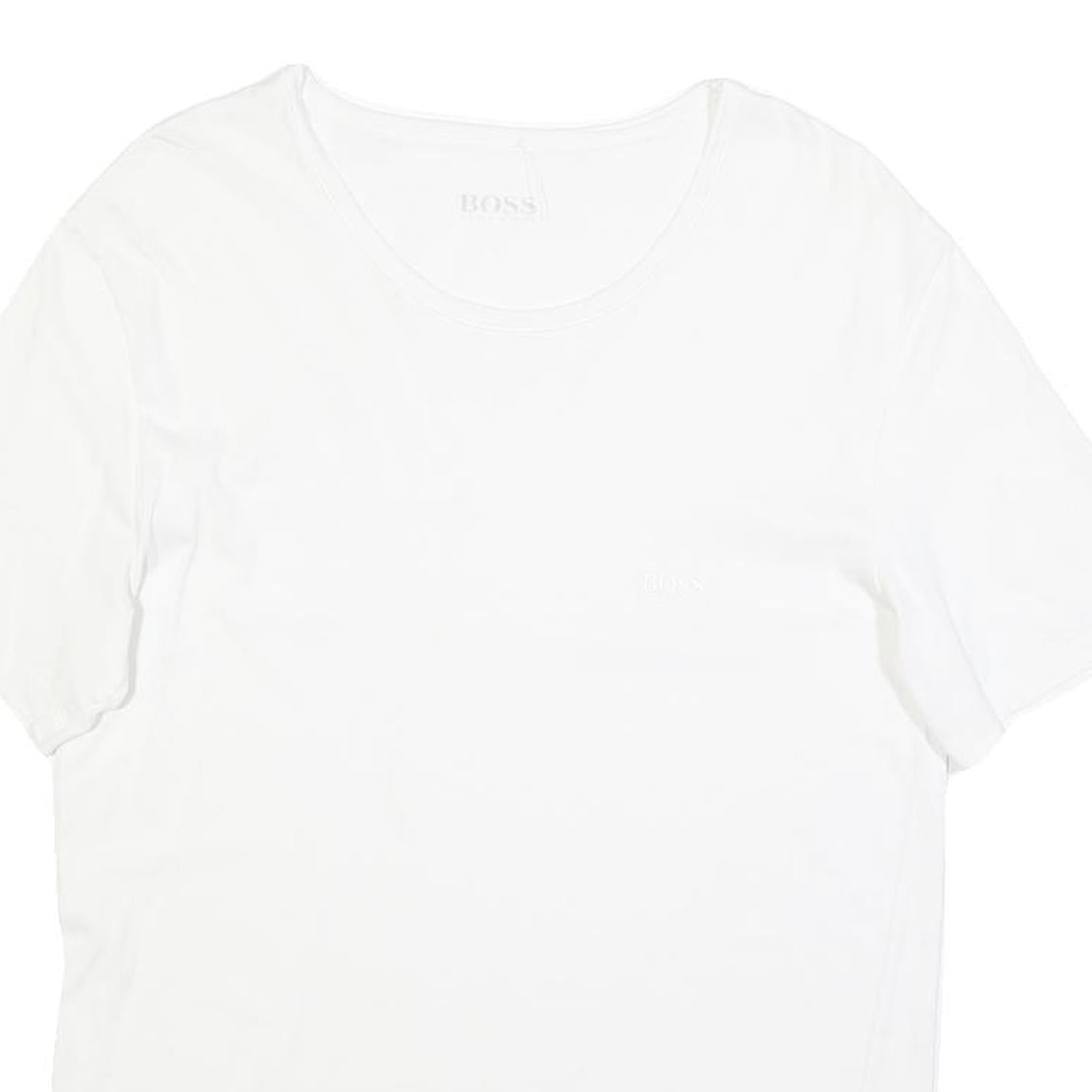 HUGO BOSS Womens White Modern T-Shirt L Short Sleeve Crew Neck Plain Cotton