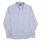 NAUTICA Mens Blue & White Check Shirt XL Classic Fit Cotton Blend Casual Long