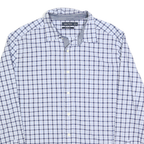 NAUTICA Mens Blue & White Check Shirt XL Classic Fit Cotton Blend Casual Long