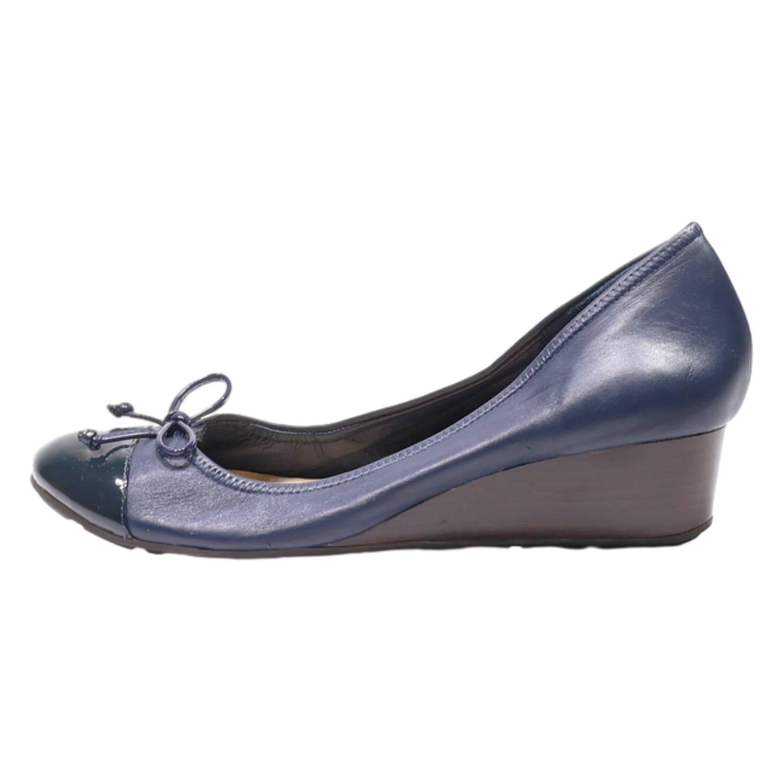 COLE HAAN Ballet Shoes Blue Synthetic Womens UK 4