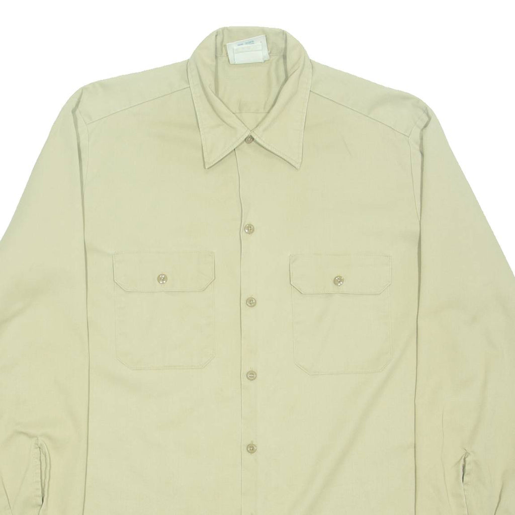 DICKIES Mens Plain Shirt Beige Long Sleeve L