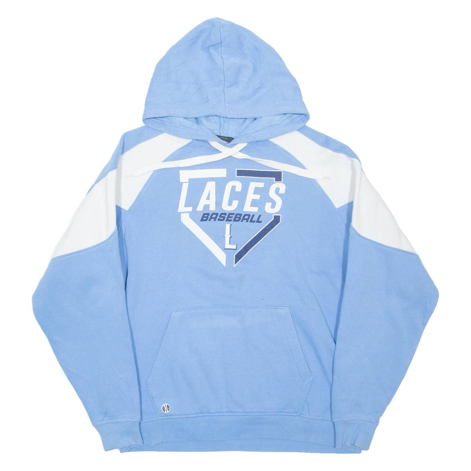 HOLLOWAY Laces Baseball Mens Blue Hoodie USA L