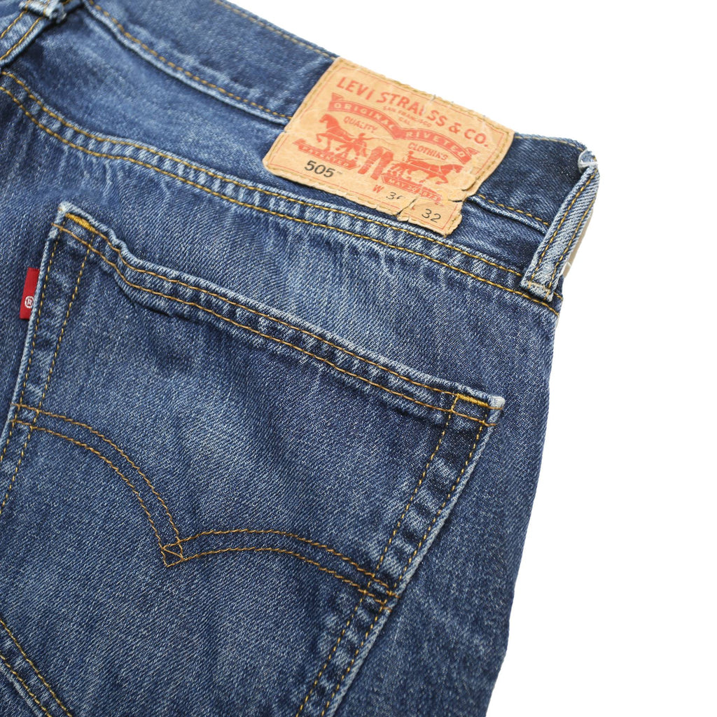 LEVI'S 505 Mens Jeans Blue Regular Straight Denim Medium W36 L32 Classic Zip
