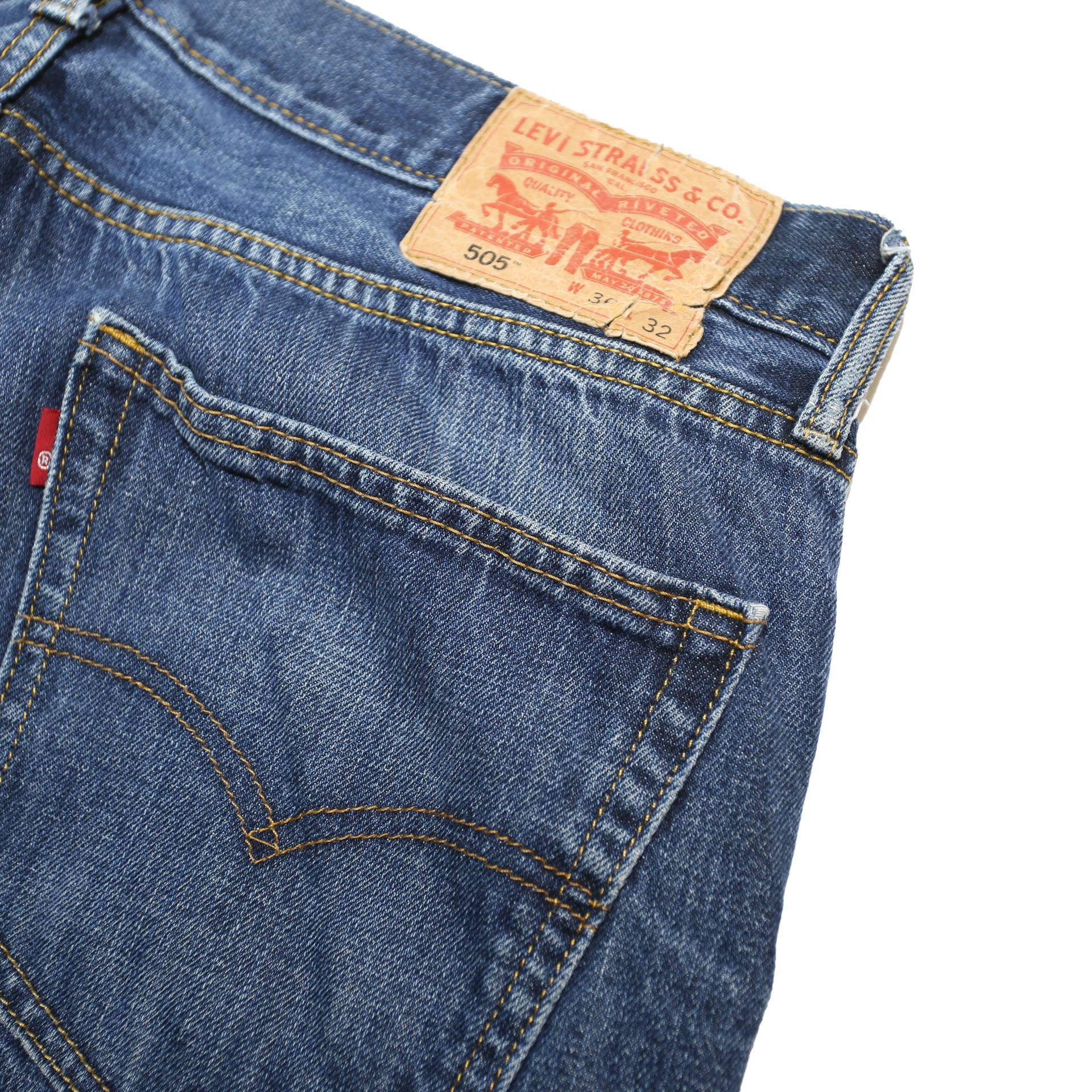 LEVI'S 505 Mens Jeans Blue Regular Straight Denim Medium W36 L32 Classic Zip