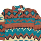 NO EXCUSE Mens Patterned Fleece Brown Geometric Button Neck Tight Knit M