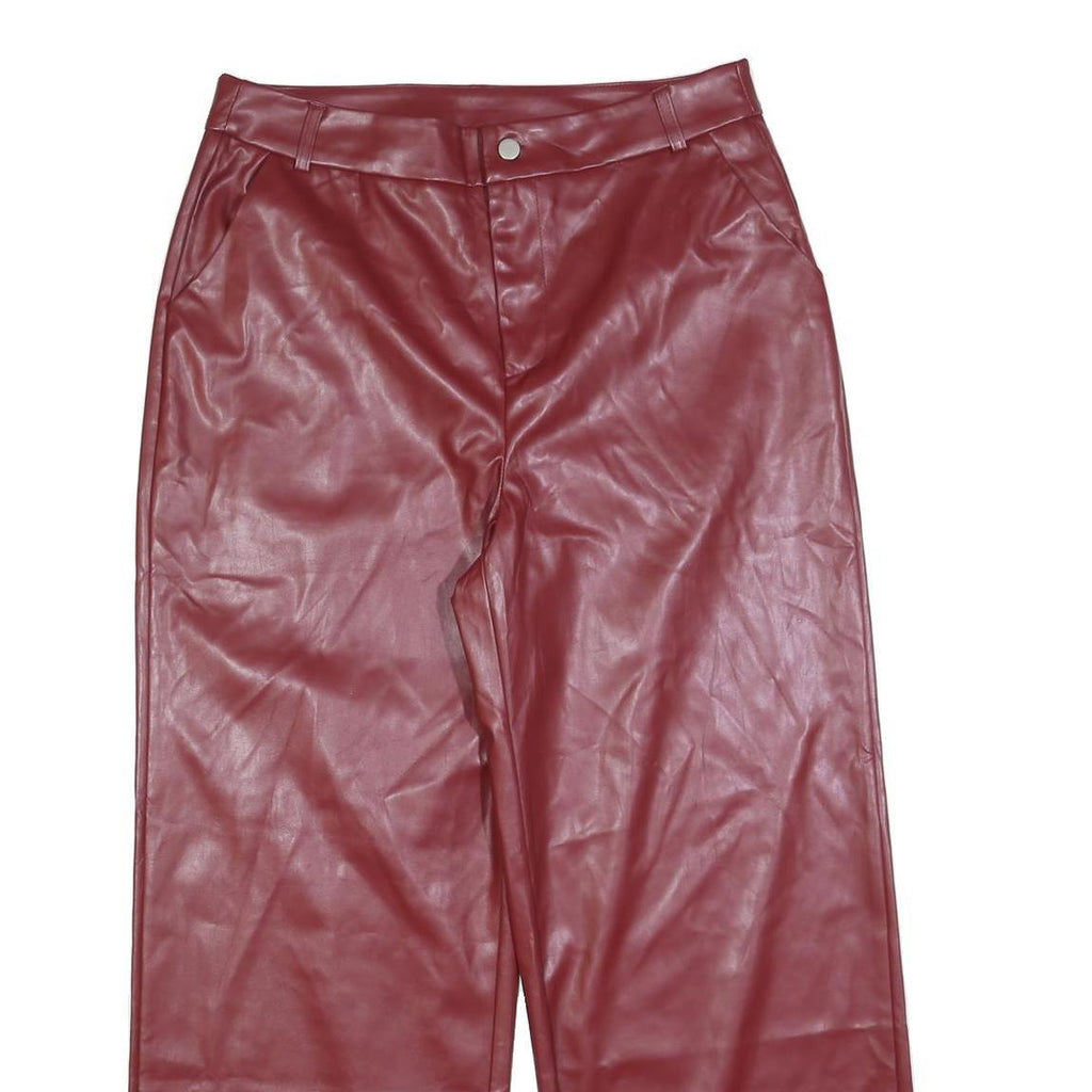 YOZY Womens Red Relaxed Wide-Leg Polyester Trousers W34 L28 Soft Comfort Zip