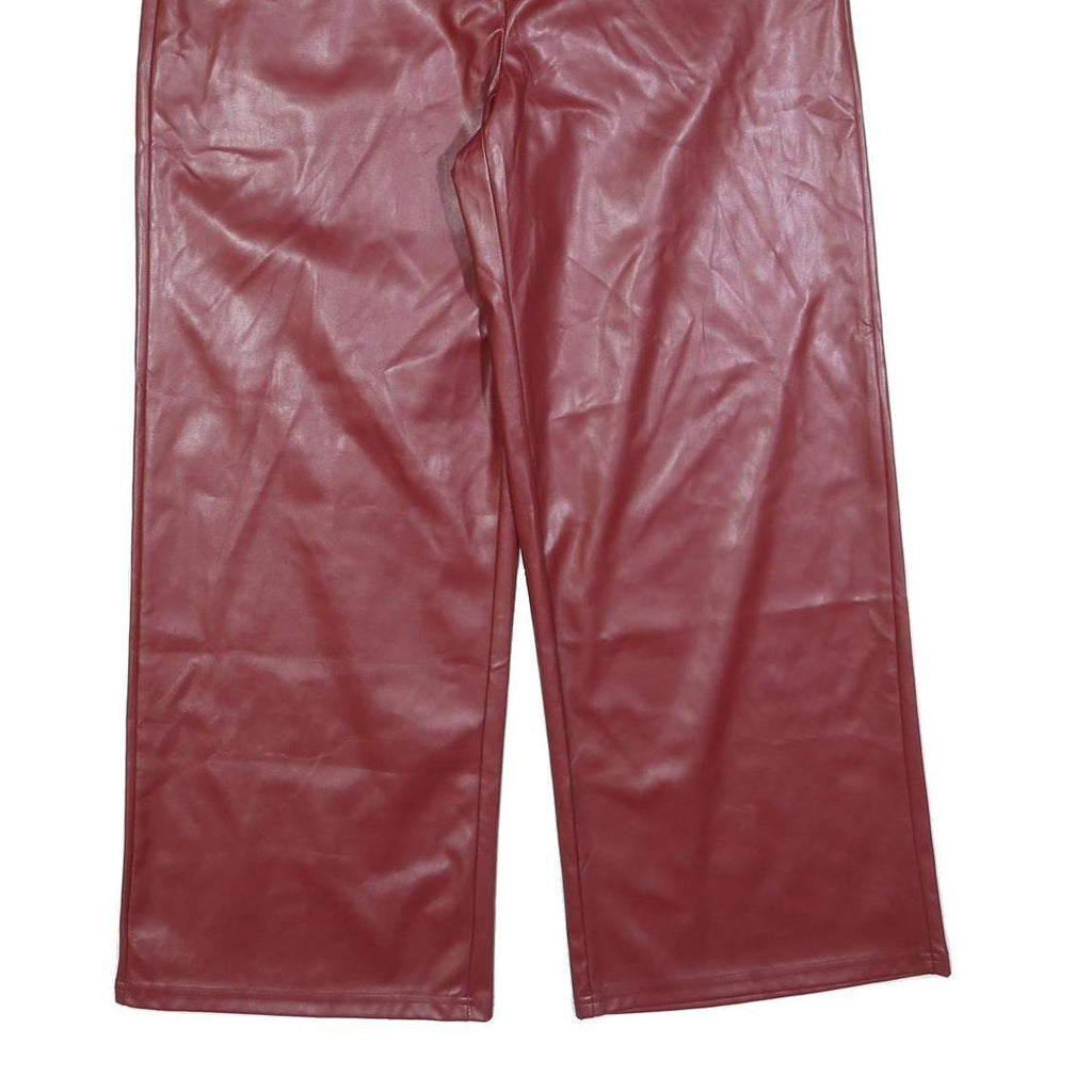 YOZY Womens Red Relaxed Wide-Leg Polyester Trousers W34 L28 Soft Comfort Zip