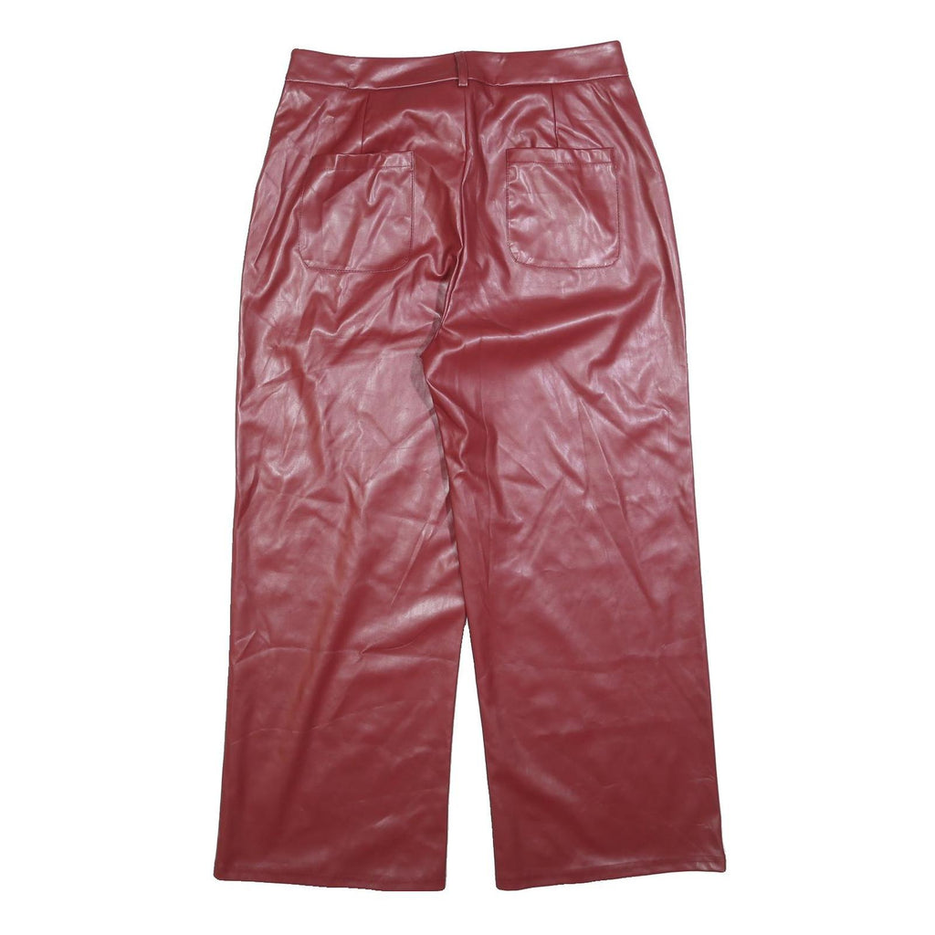 YOZY Womens Red Relaxed Wide-Leg Polyester Trousers W34 L28 Soft Comfort Zip