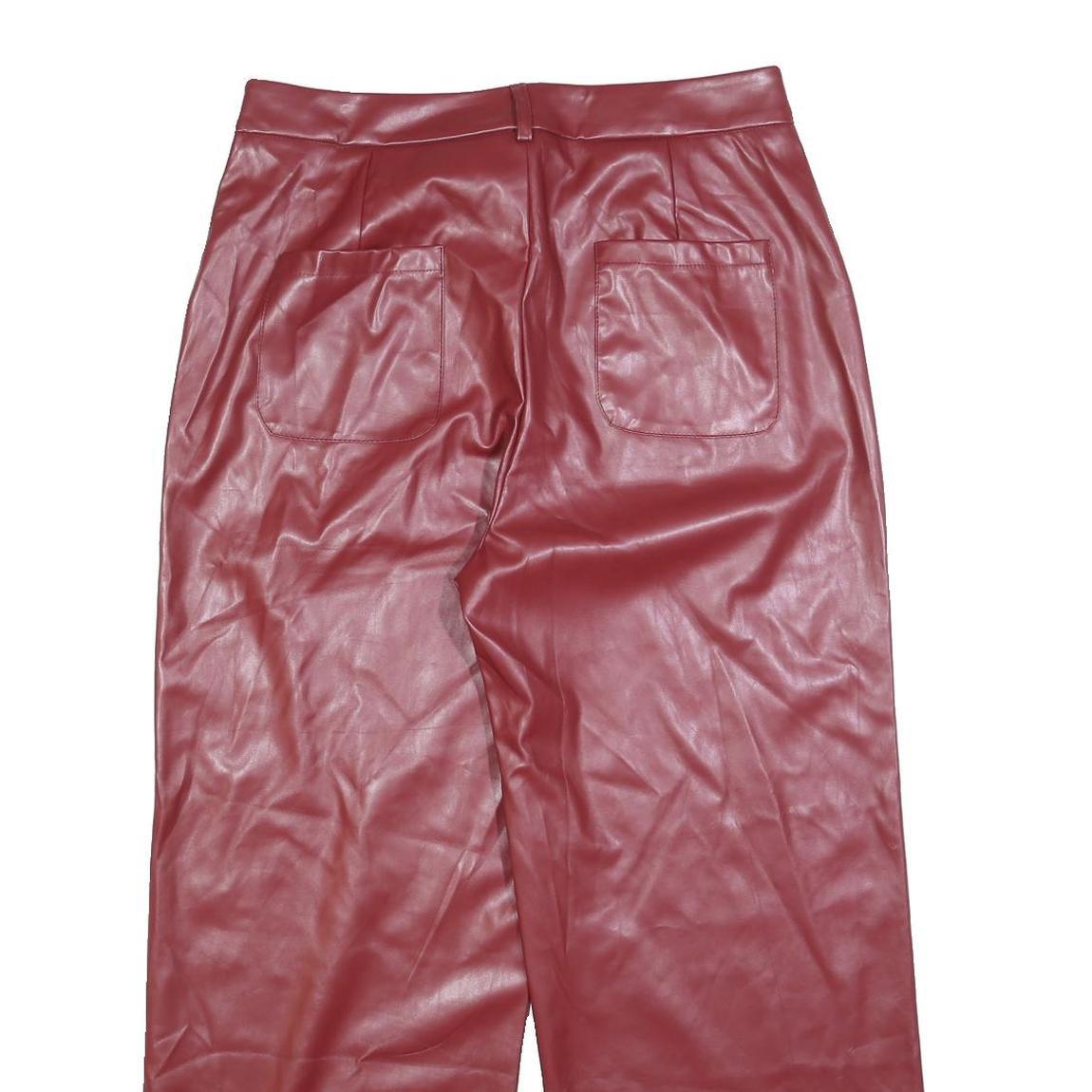 YOZY Womens Red Relaxed Wide-Leg Polyester Trousers W34 L28 Soft Comfort Zip