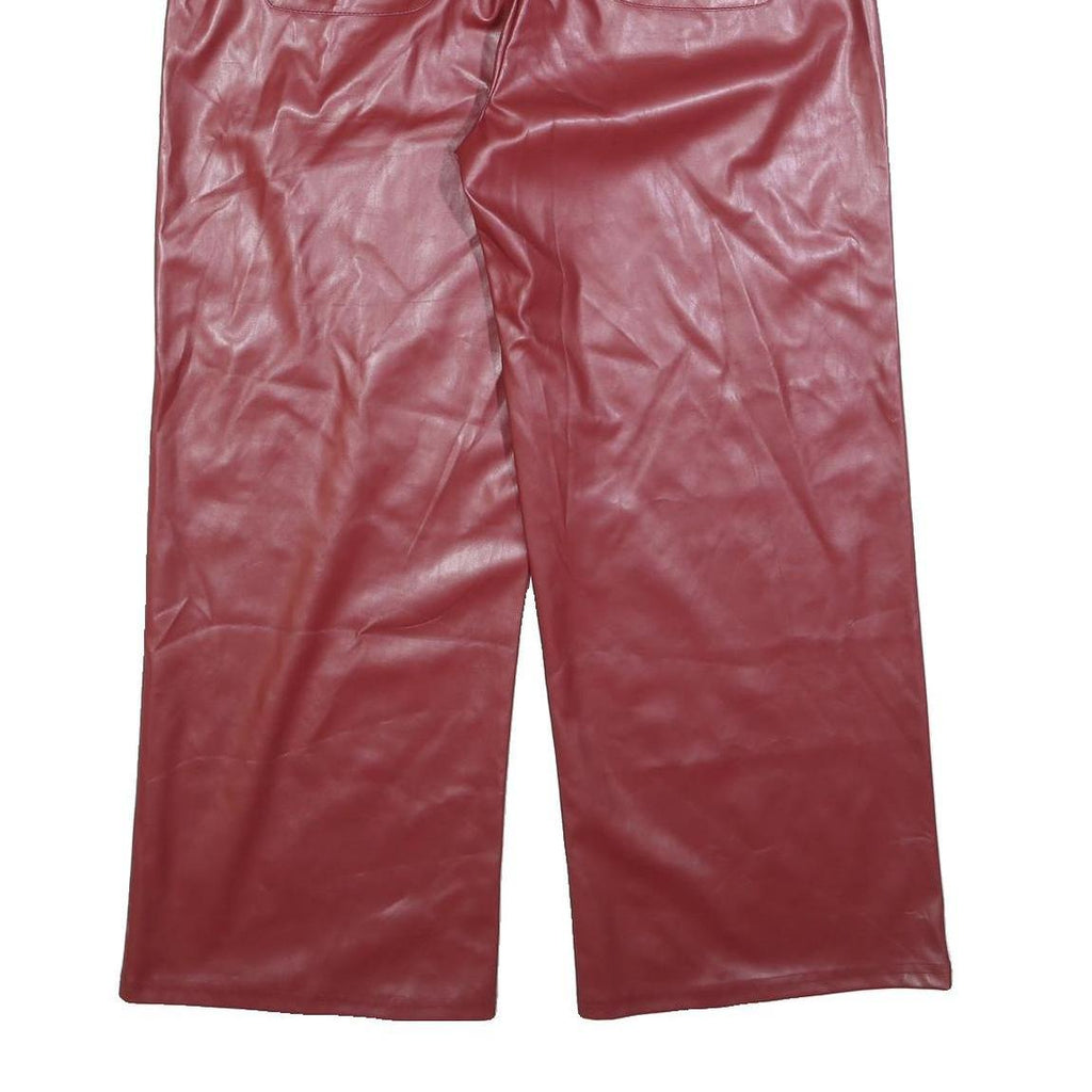 YOZY Womens Red Relaxed Wide-Leg Polyester Trousers W34 L28 Soft Comfort Zip