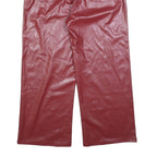 YOZY Womens Red Relaxed Wide-Leg Polyester Trousers W34 L28 Soft Comfort Zip