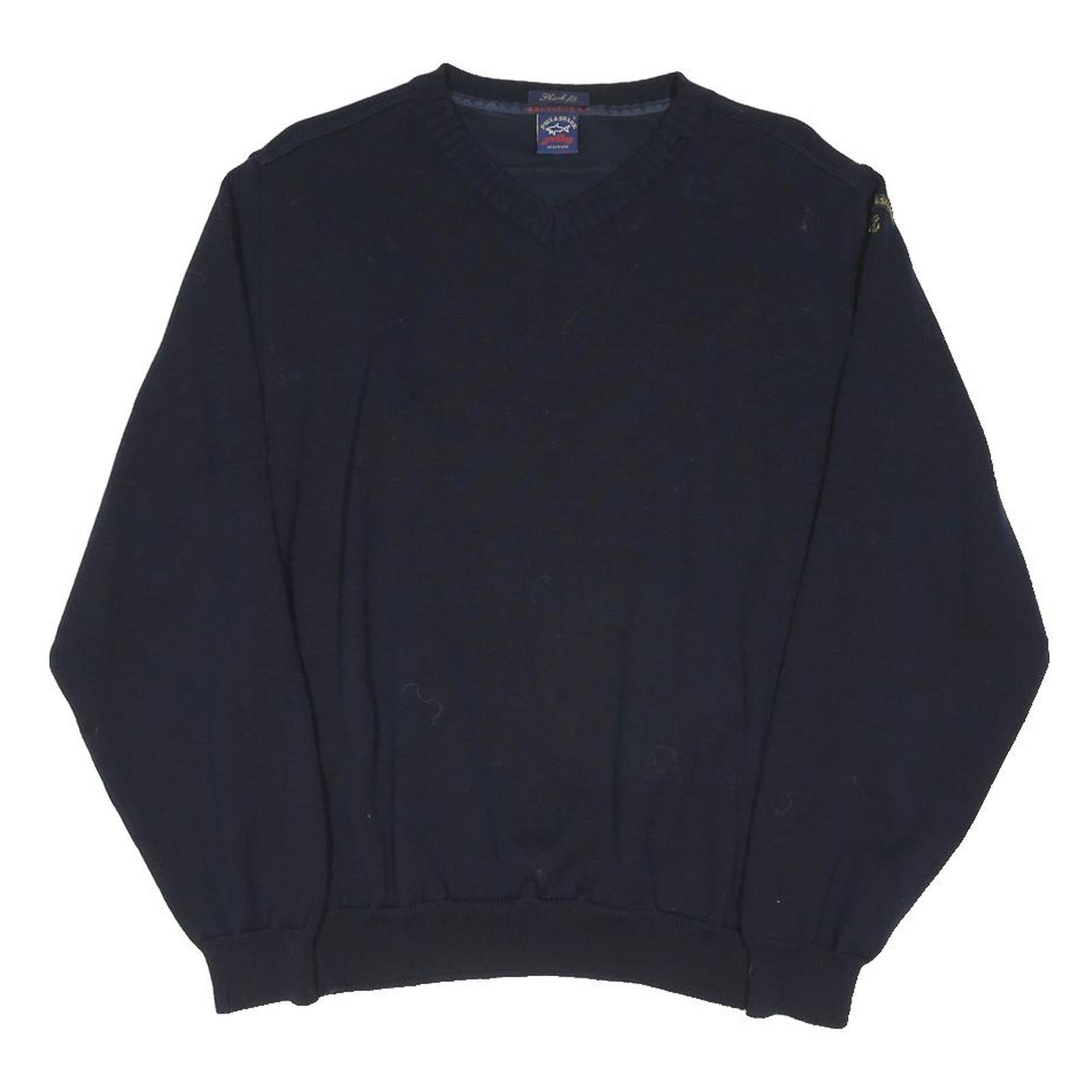 PAUL & SHARK Mens Navy Plain V-Neck Regular Fit Cotton Blend Jumper L