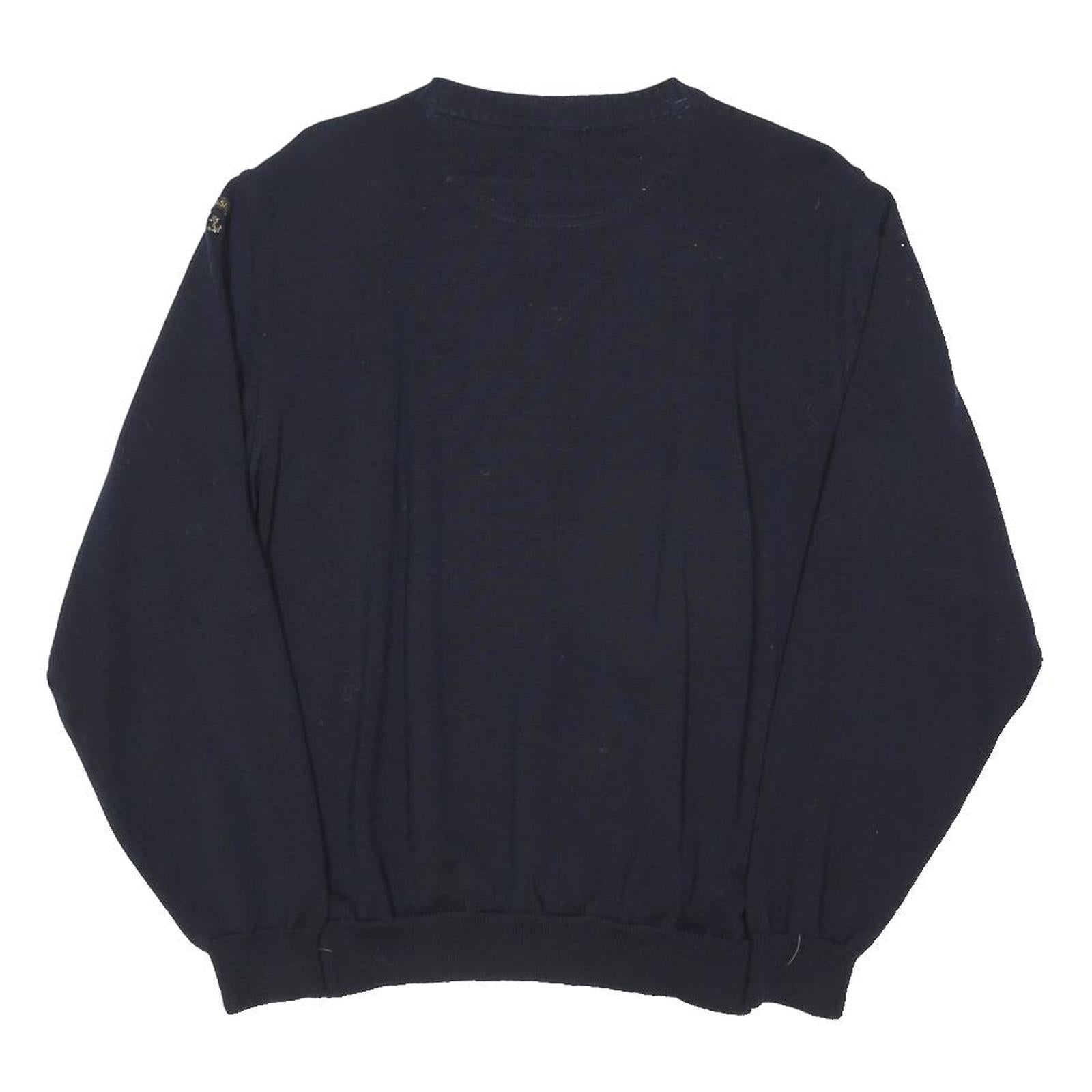 PAUL & SHARK Mens Navy Plain V-Neck Regular Fit Cotton Blend Jumper L