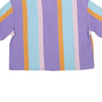 KARL KANI Womens Purple & Blue Stripe Graphic Crop T-Shirt S Short Sleeve Crew
