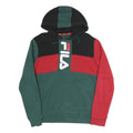 FILA Mens Black & Green & Red Hoodie S Fila Logo Cotton Blend Pullover