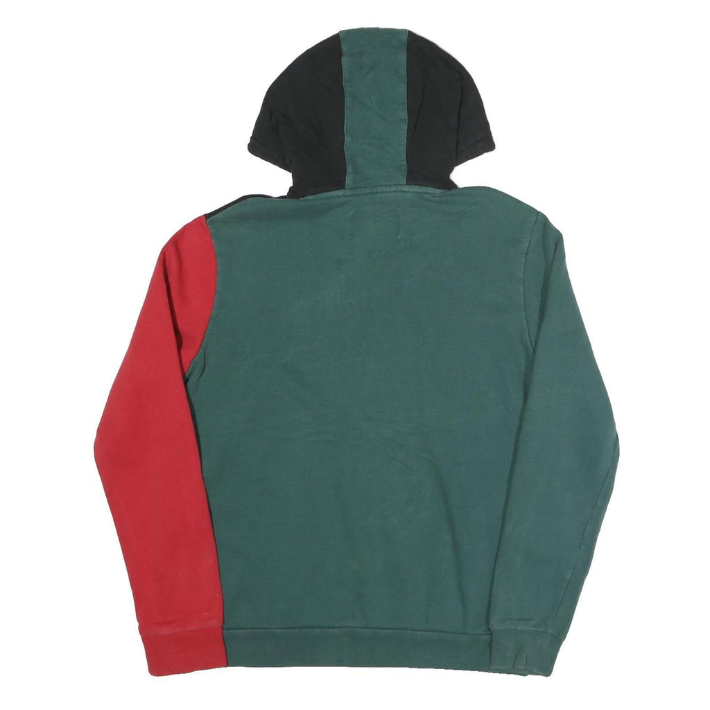 FILA Mens Black & Green & Red Hoodie S Fila Logo Cotton Blend Pullover