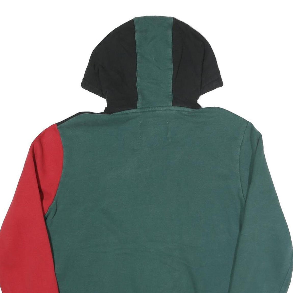 FILA Mens Black & Green & Red Hoodie S Fila Logo Cotton Blend Pullover