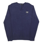 ANTONY MORATO Mens Blue Plain V-Neck Basic Knit Jumper XL Designer Style