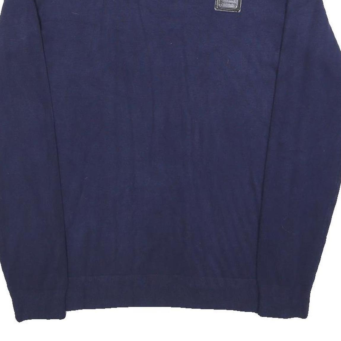 ANTONY MORATO Mens Blue Plain V-Neck Basic Knit Jumper XL Designer Style