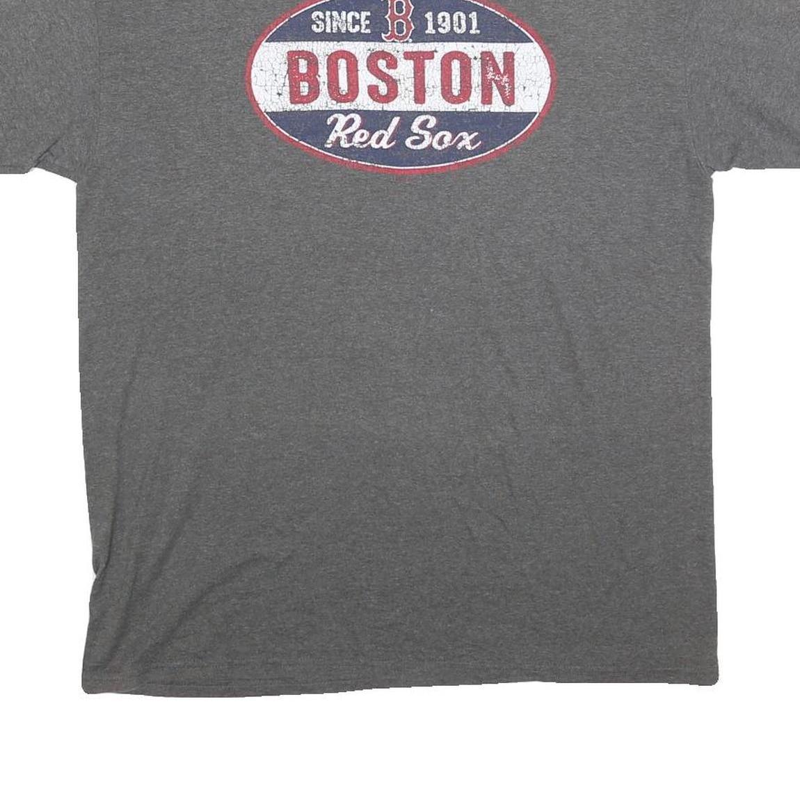MLB Mens Grey Boston Red Sox Graphic T-Shirt L Short Sleeve Crew Neck Vintage