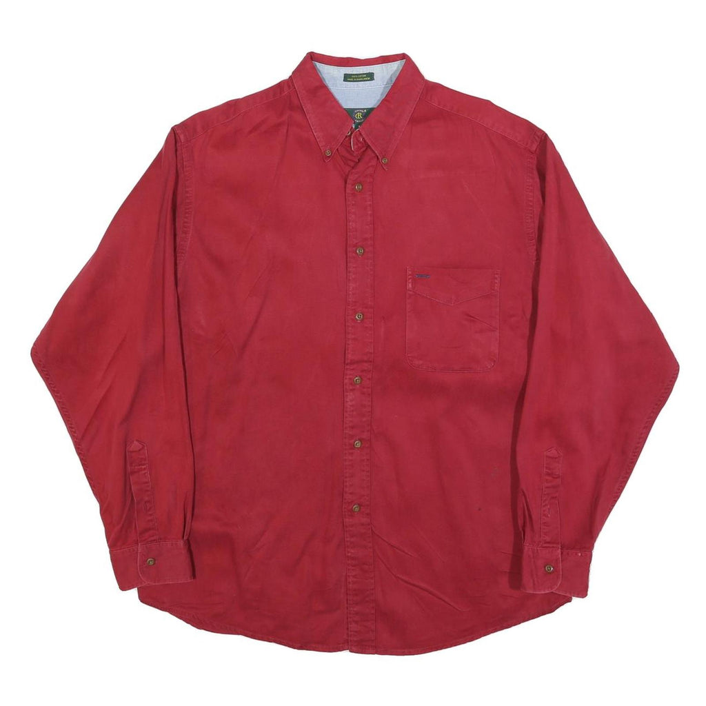 CLUB ROOM Mens Red Shirt L Button-Down Cotton Blend Casual Classic Fit