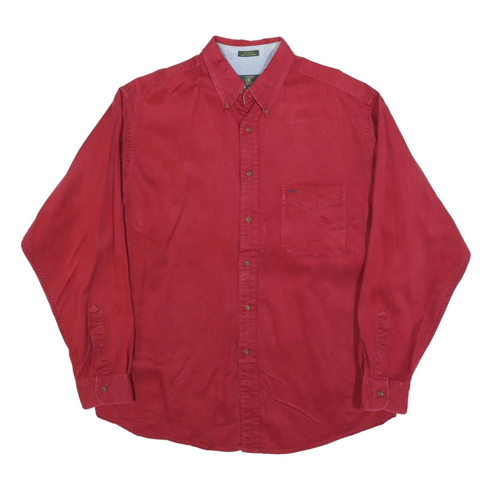 CLUB ROOM Mens Red Shirt L Button-Down Cotton Blend Casual Classic Fit
