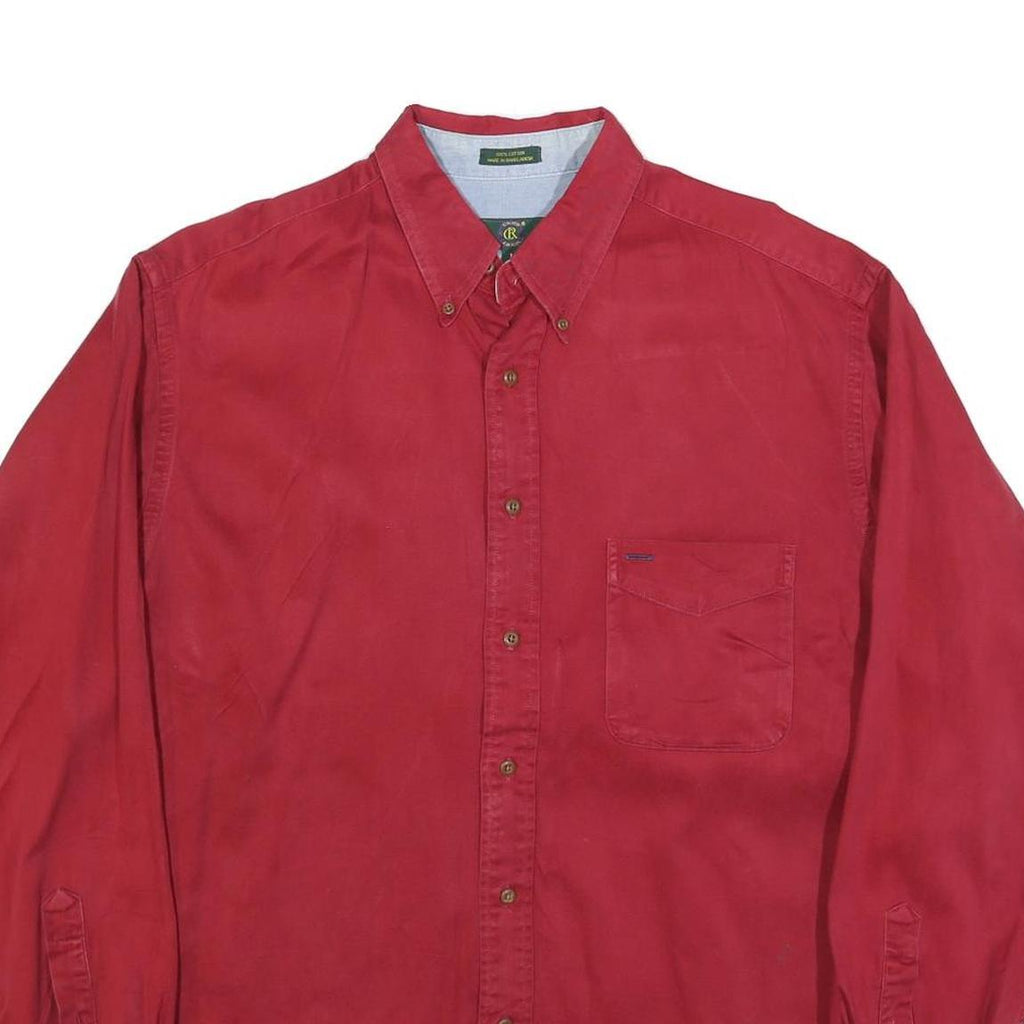 CLUB ROOM Mens Red Shirt L Button-Down Cotton Blend Casual Classic Fit