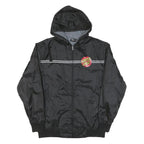 SANTA CRUZ Mens Black Nylon Logo Zip Hooded Jacket M Plain Streetwear