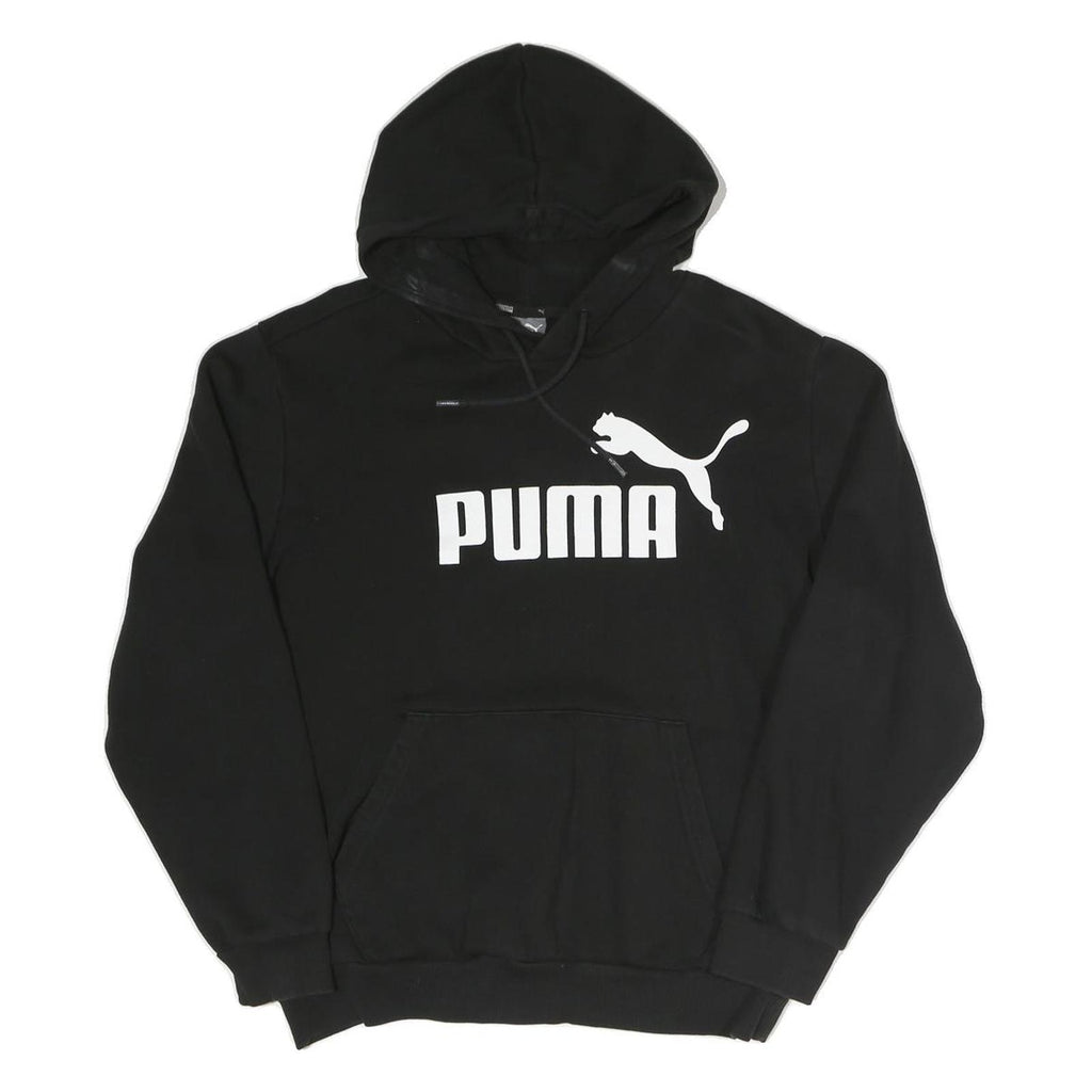PUMA Womens Black Pullover Hoodie M Cotton Blend Casual Logo Sweatshirt