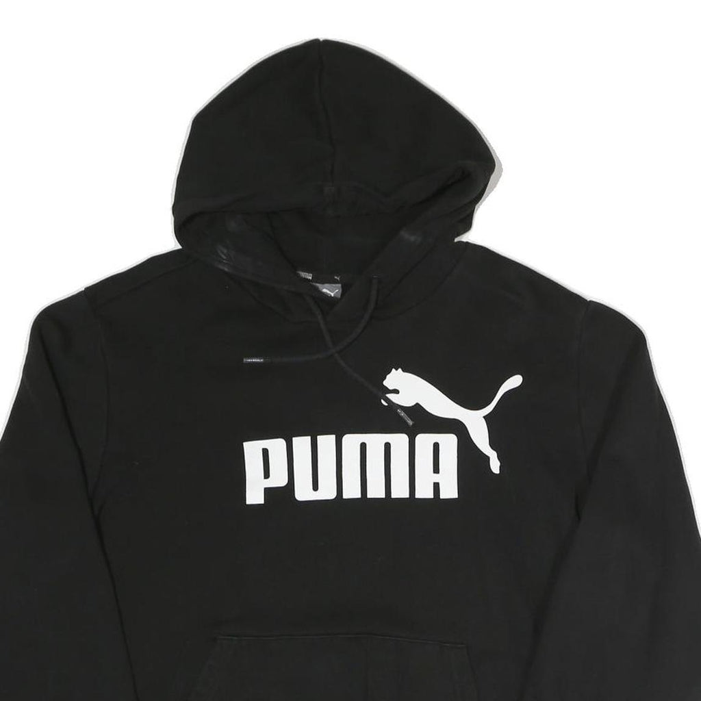 PUMA Womens Black Pullover Hoodie M Cotton Blend Casual Logo Sweatshirt