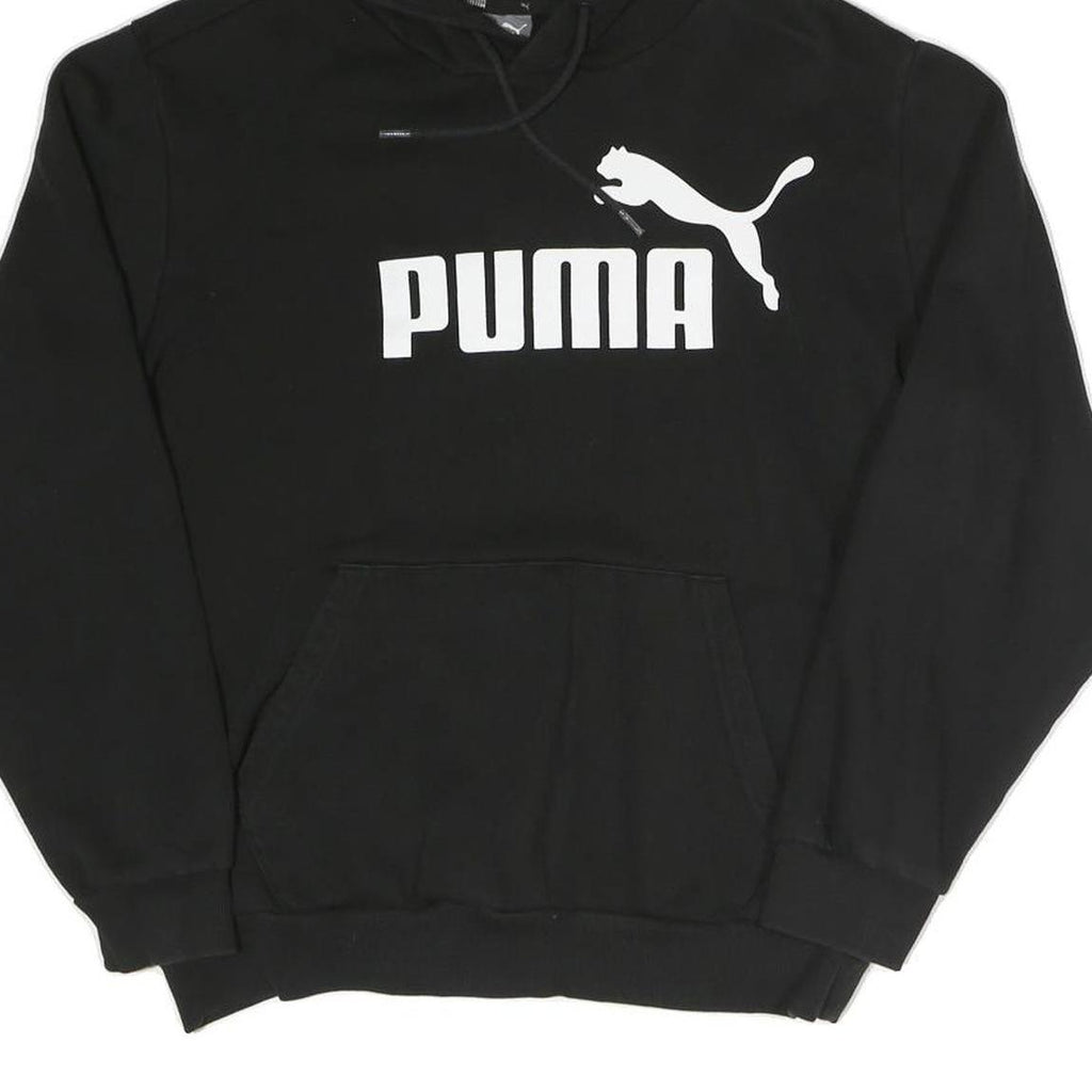 PUMA Womens Black Pullover Hoodie M Cotton Blend Casual Logo Sweatshirt