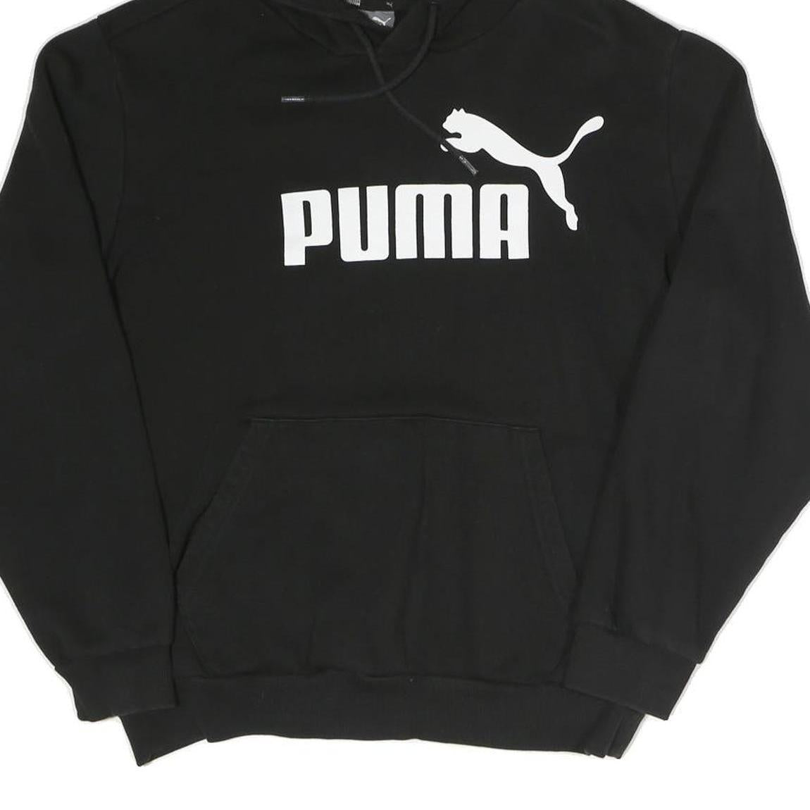PUMA Womens Black Pullover Hoodie M Cotton Blend Casual Logo Sweatshirt