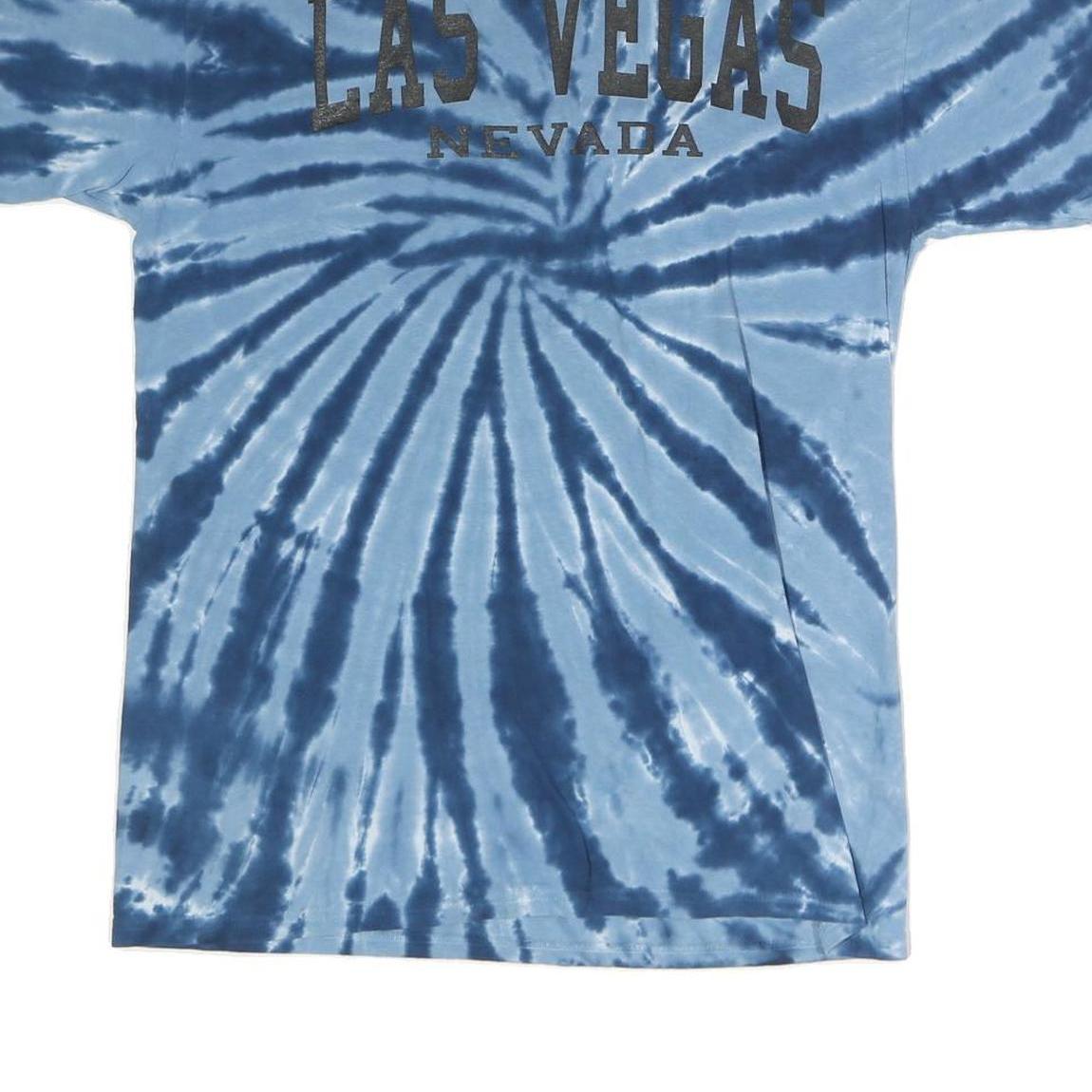 GILDAN Mens Blue Tie Dye Las Vegas Nevada Graphic T-Shirt L Short Sleeve Crew