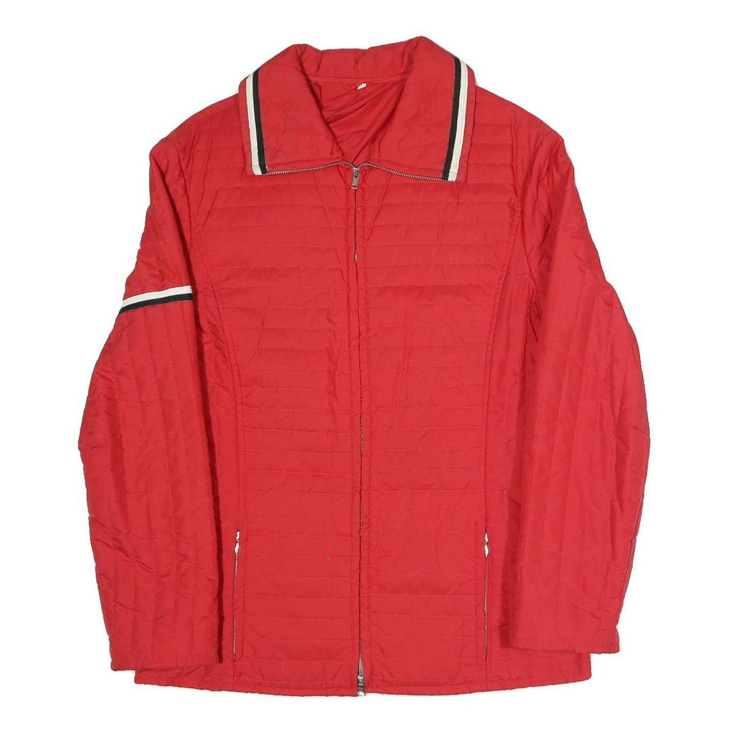 Womens Red Polyester Blend Quilted Zip Jacket XL Casual Lightweight Outerwear