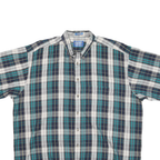 PENDLETON Mens Blue & White Plaid Short Sleeve Shirt XL Cotton Blend Button-Down