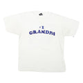 THE BEST Mens White Blue Graphic T-Shirt L Short Sleeve Crew Neck Grandpa