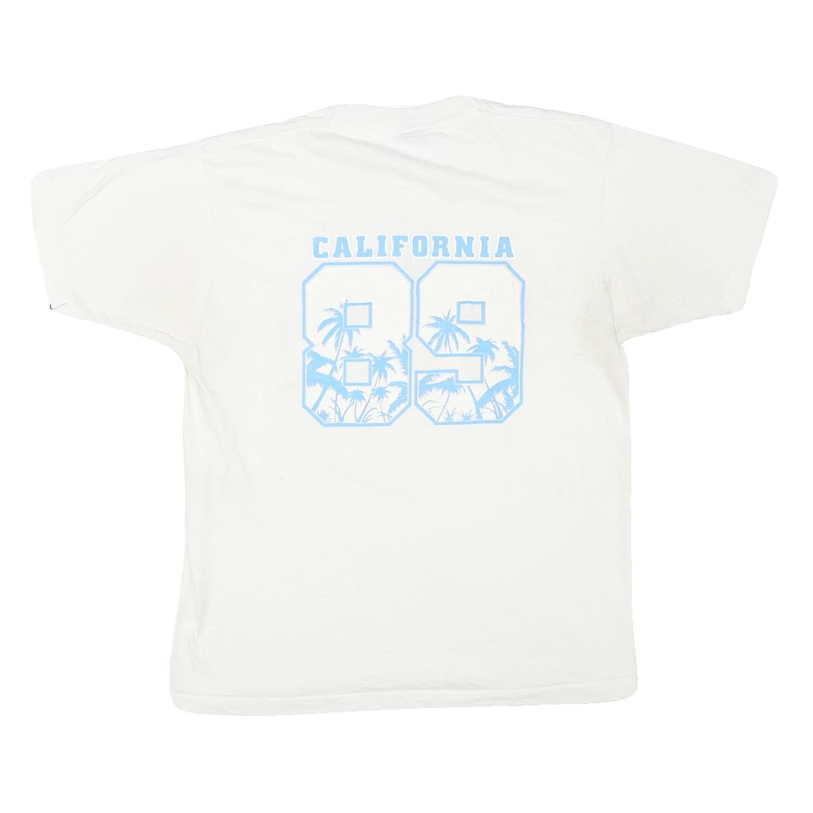 THE BEST Mens White Blue Graphic T-Shirt L Short Sleeve Crew Neck Grandpa