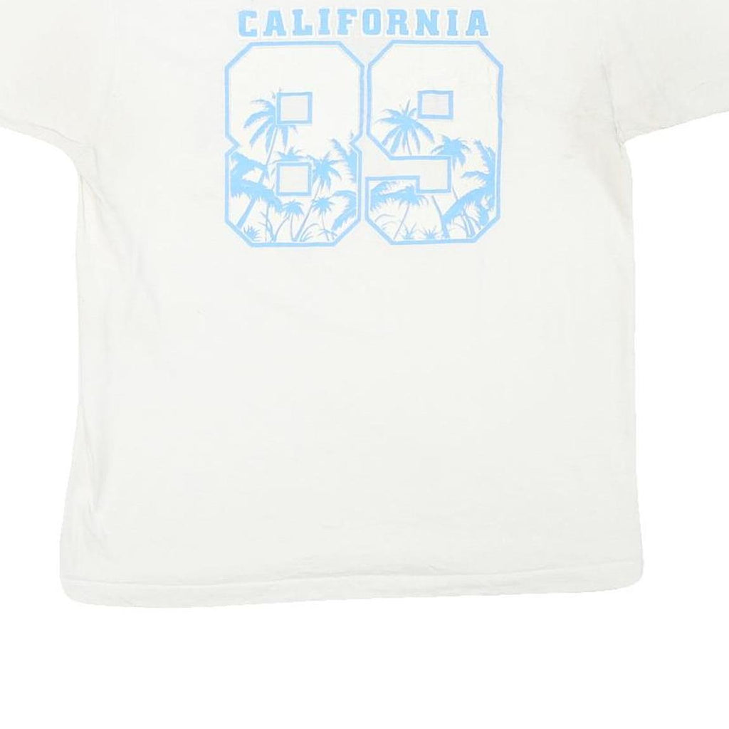 THE BEST Mens White Blue Graphic T-Shirt L Short Sleeve Crew Neck Grandpa