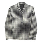 TOWN Womens Black & White Houndstooth Jacket M Wool Blend Button Closure Classic