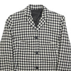 TOWN Womens Black & White Houndstooth Jacket M Wool Blend Button Closure Classic