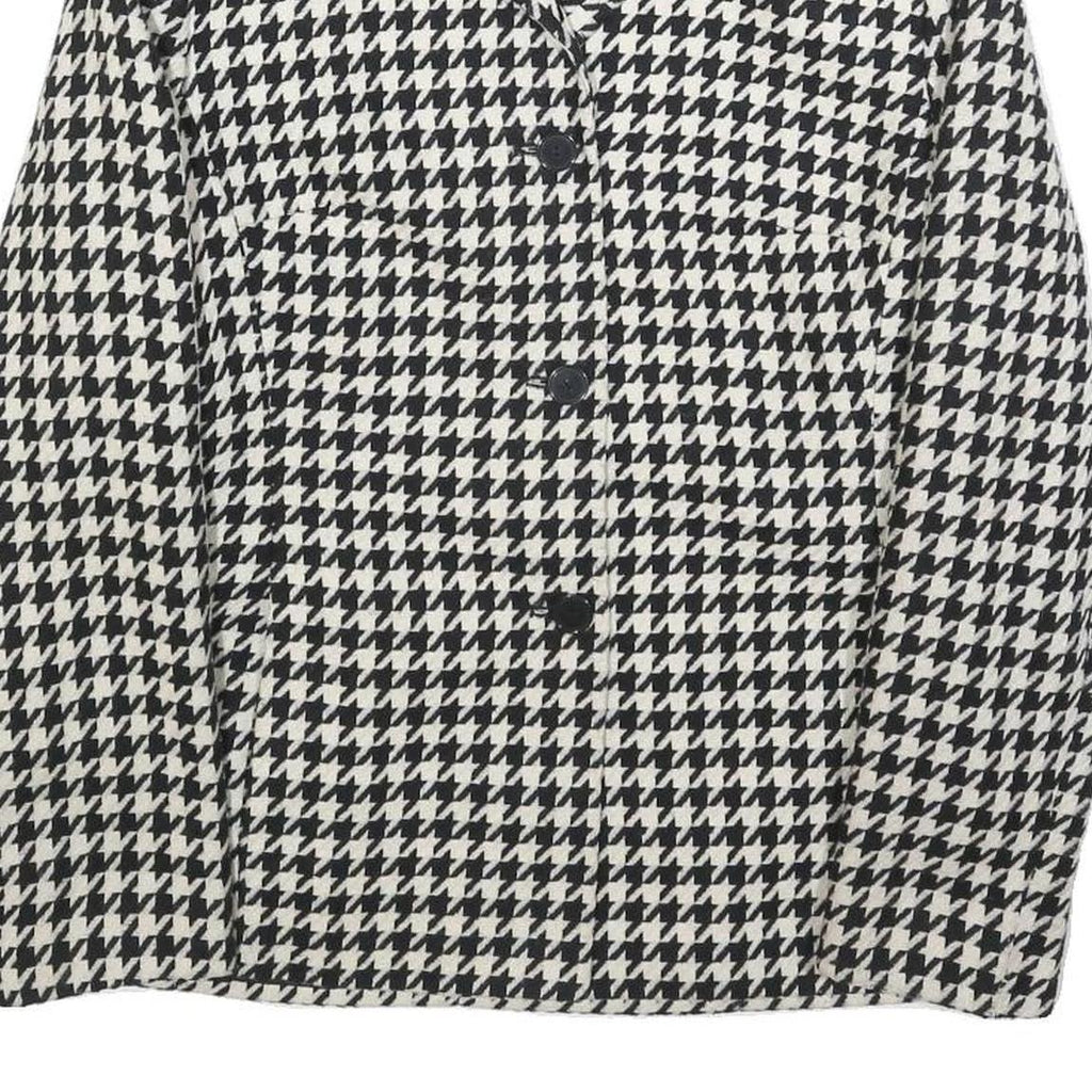 TOWN Womens Black & White Houndstooth Jacket M Wool Blend Button Closure Classic