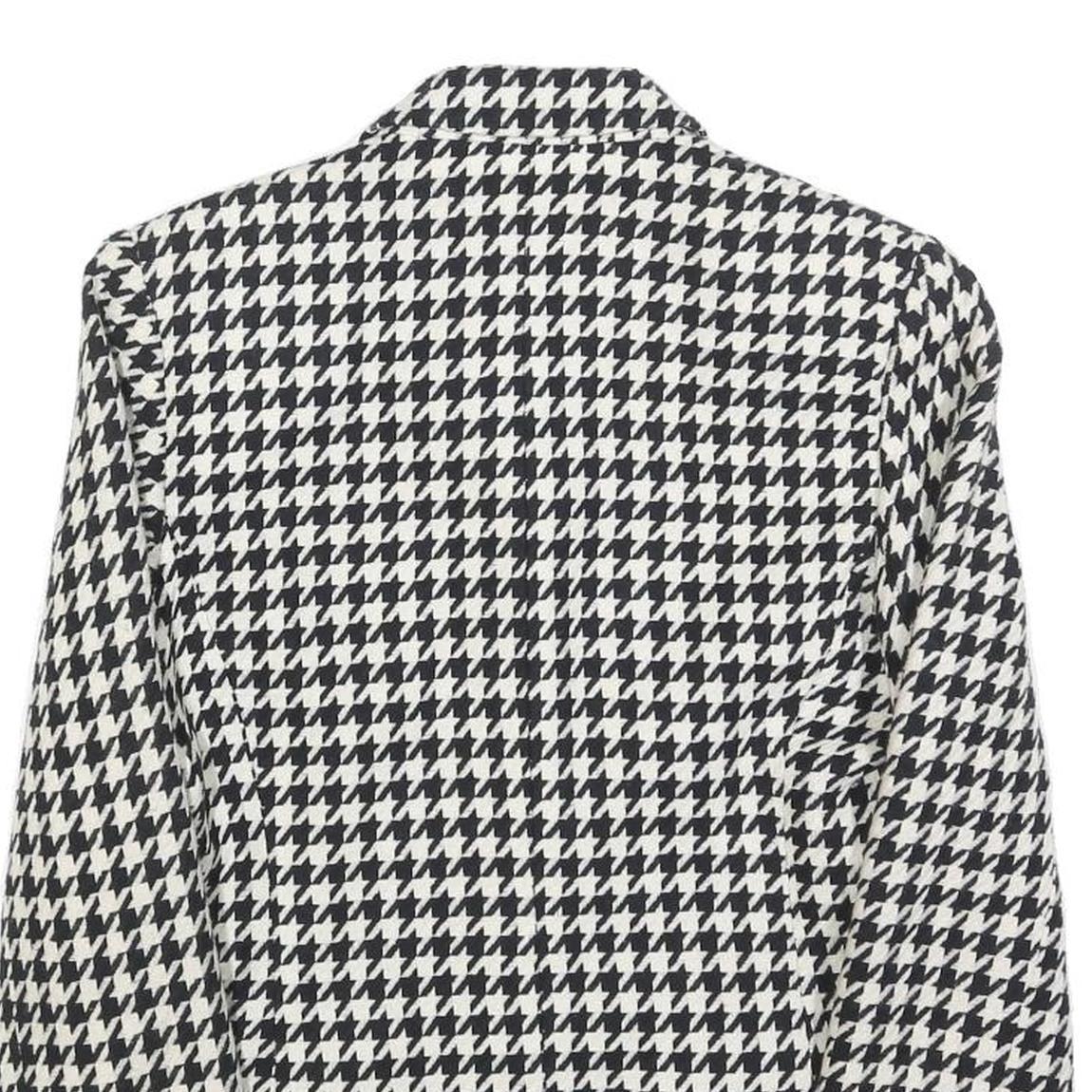 TOWN Womens Black & White Houndstooth Jacket M Wool Blend Button Closure Classic