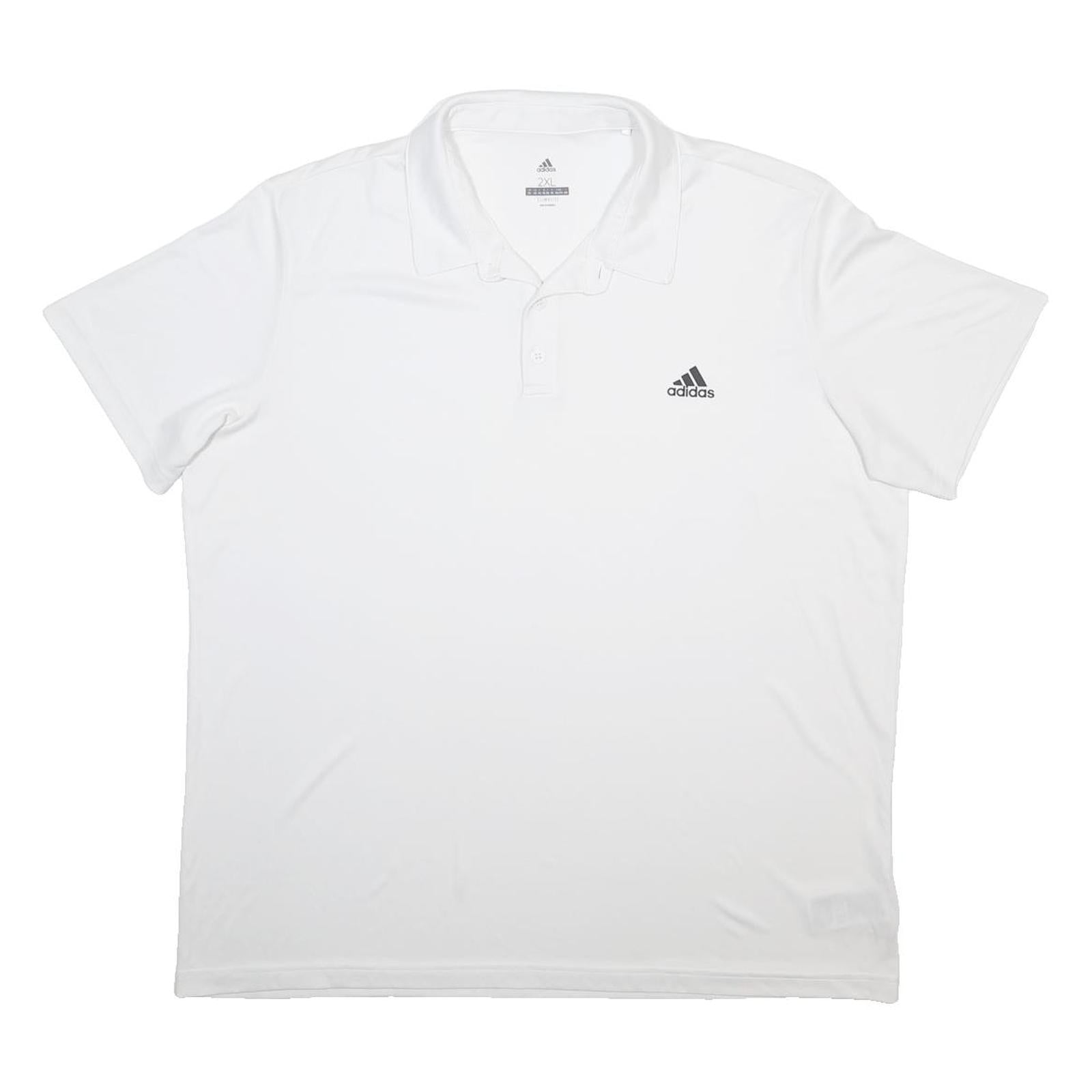 ADIDAS Mens White Short Sleeve Polo Shirt 2XL Climalite Breathable Sportsfit