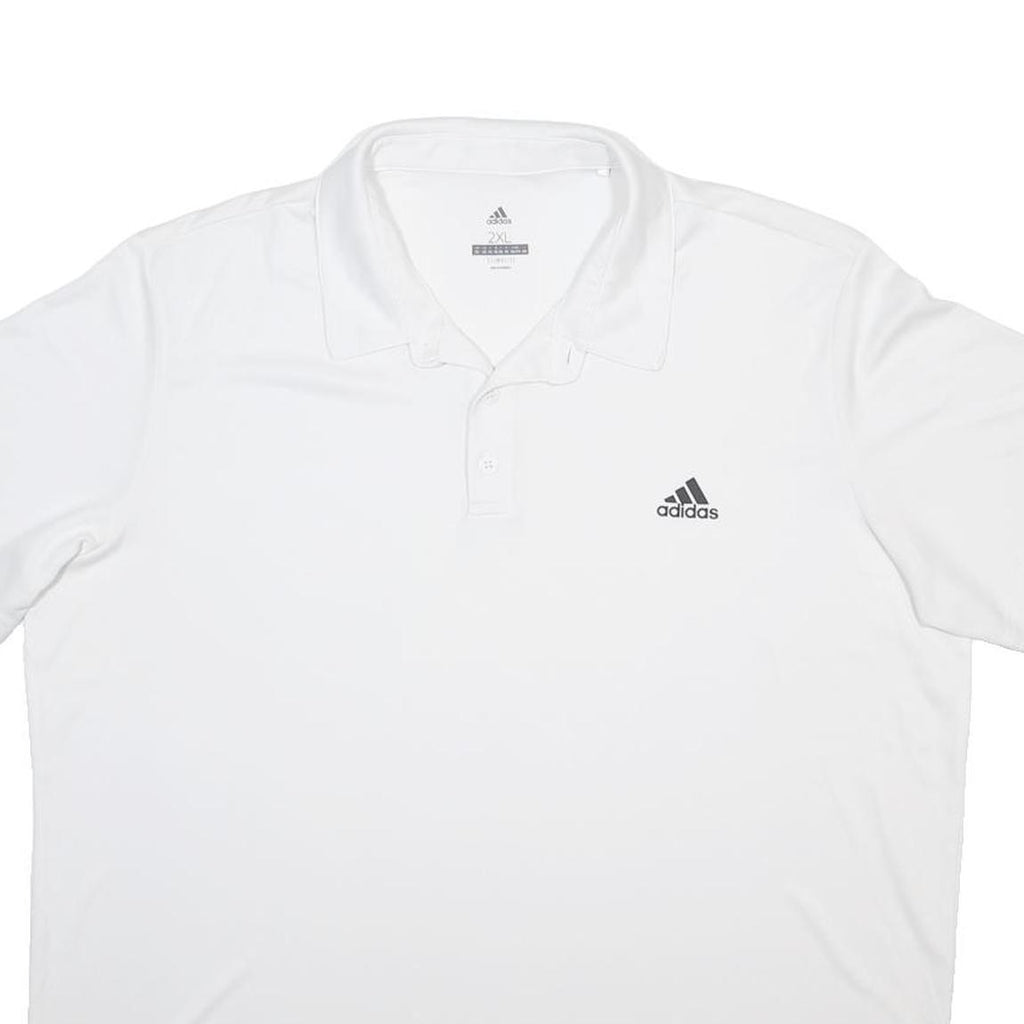 ADIDAS Mens White Short Sleeve Polo Shirt 2XL Climalite Breathable Sportsfit
