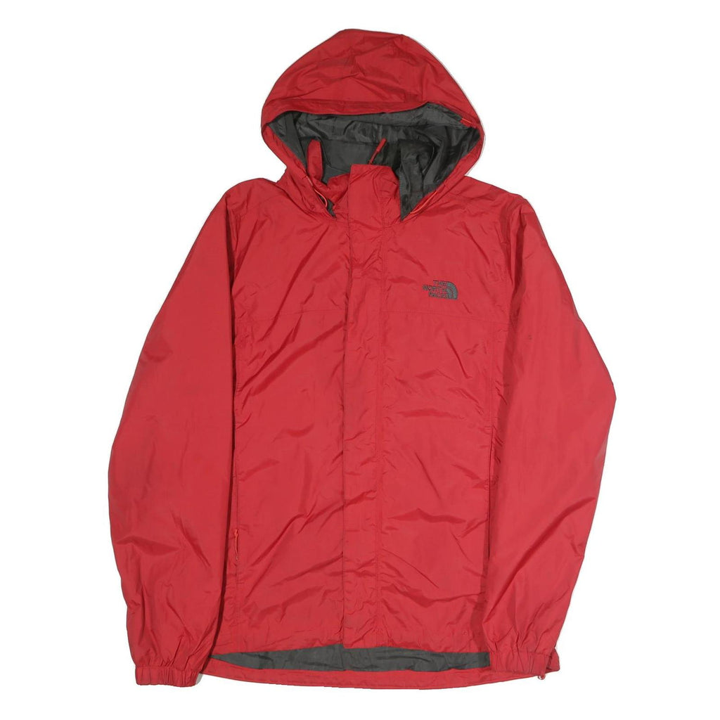 THE NORTH FACE Mens Red Hooded Zip Cotton Jacket L Outdoor Lightweight Plain