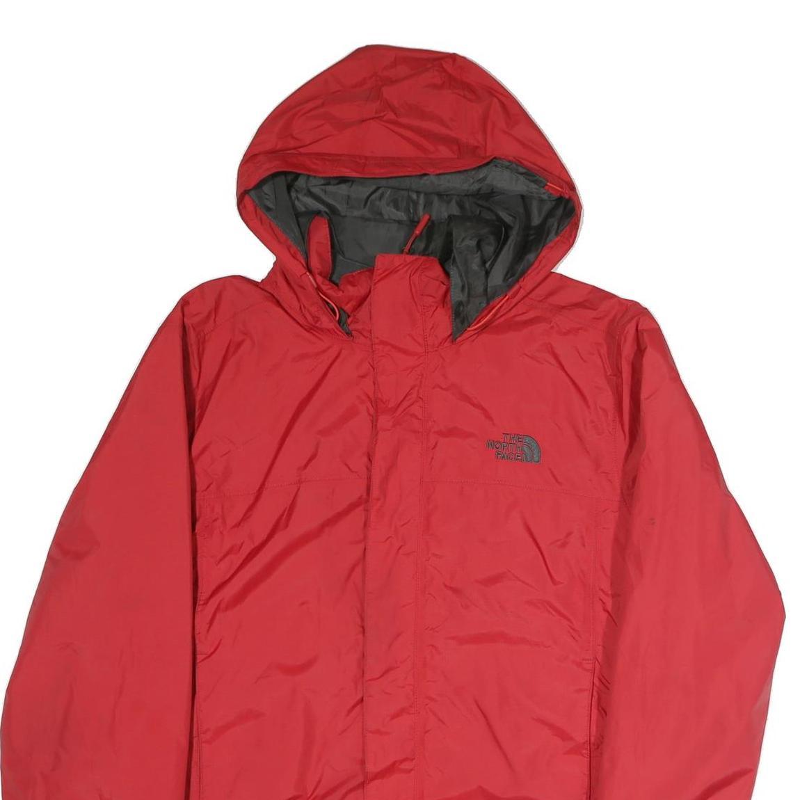 THE NORTH FACE Mens Red Hooded Zip Cotton Jacket L Outdoor Lightweight Plain