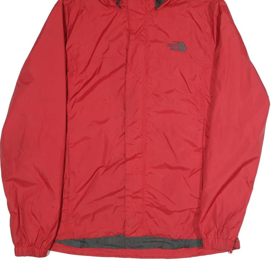 THE NORTH FACE Mens Red Hooded Zip Cotton Jacket L Outdoor Lightweight Plain