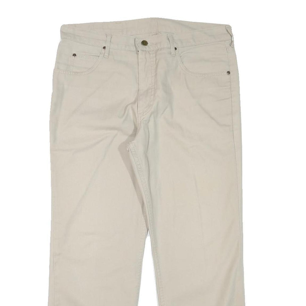 LEE Mens Regular Fit Beige Cotton Blend Trousers W34 L27 Zip Closure Casual